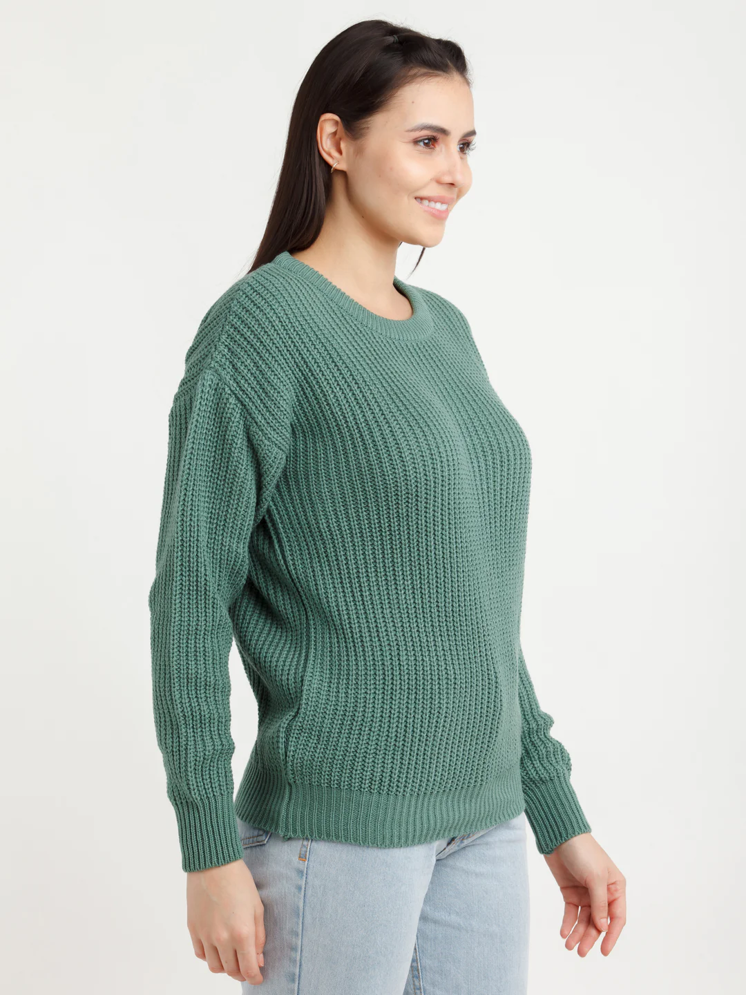 Green Solid Sweater - Image 3