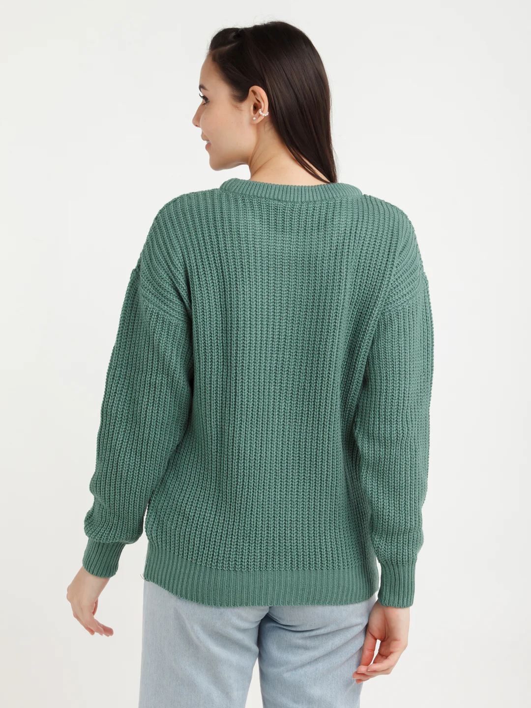 Green Solid Sweater - Image 4