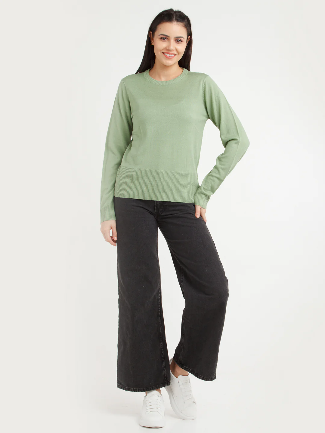 Green Solid Sweater - Image 5