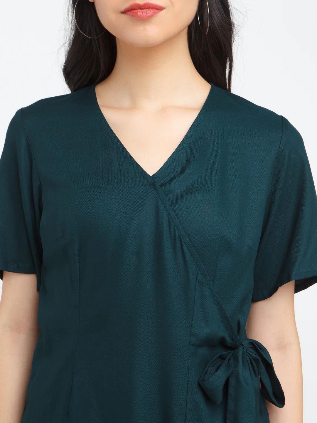 Green Solid Tie-Up Top - Image 6