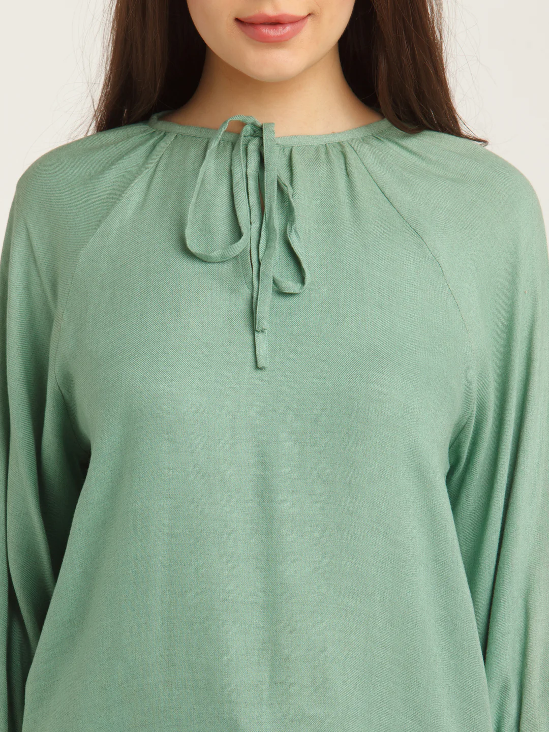 Green Solid Tie-Up Top - Image 6