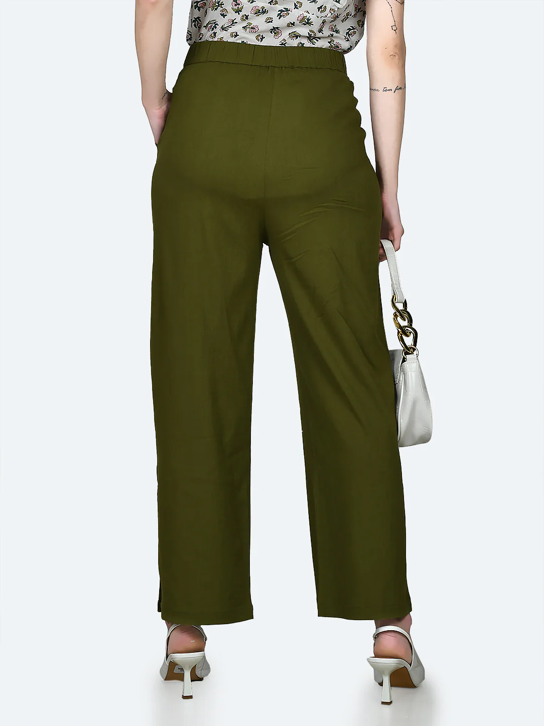 Green Solid Trousers - Image 4