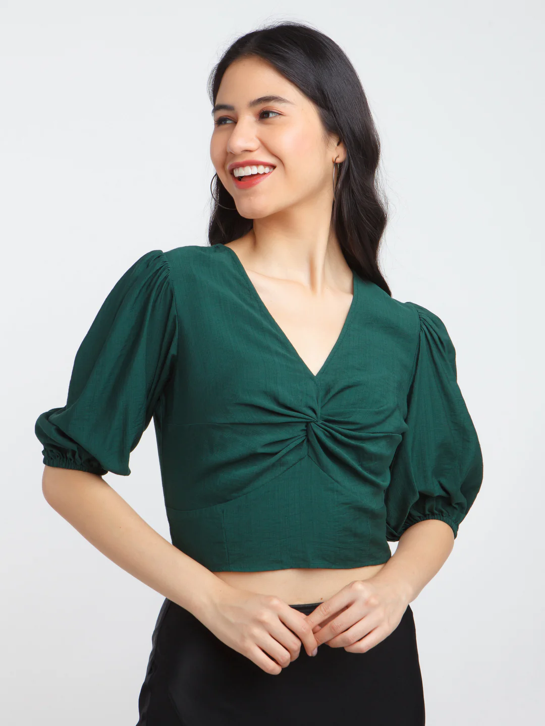 Green Solid Twisted Top - Image 2