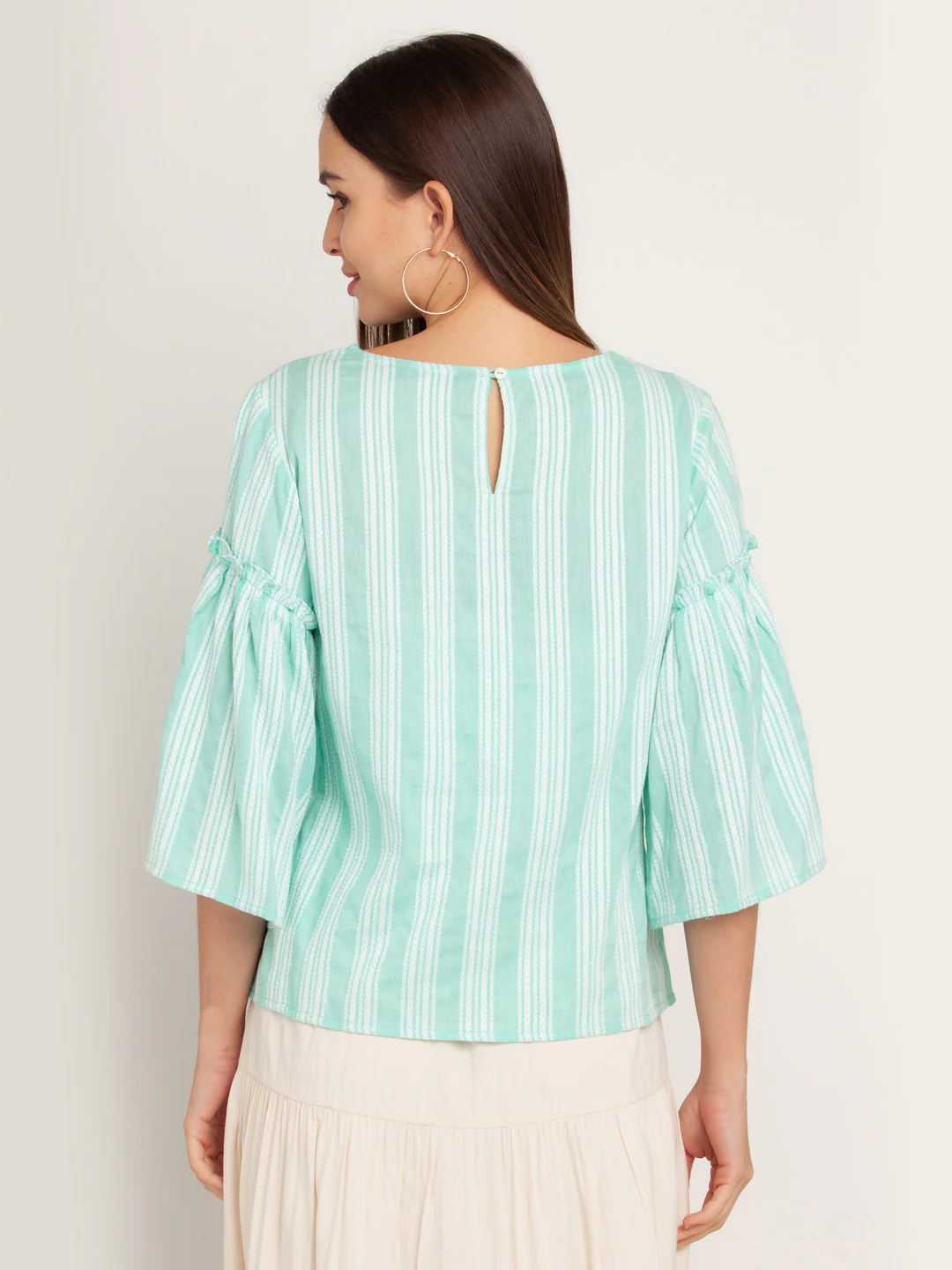 Green Striped Gathered Top - Image 4