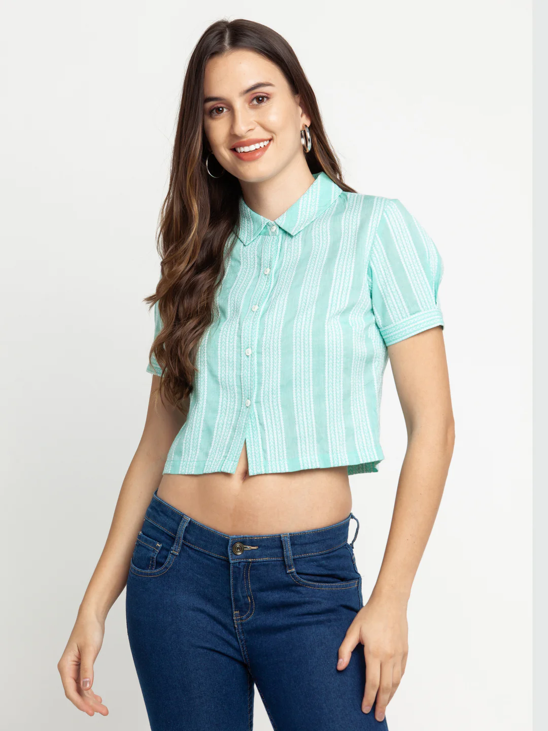 Green Striped Regular Shirts - Image 2