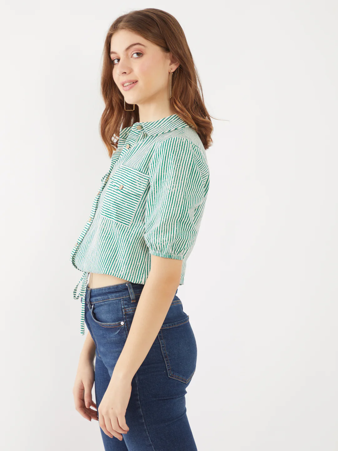 Green Striped Tie-Up Top - Image 3