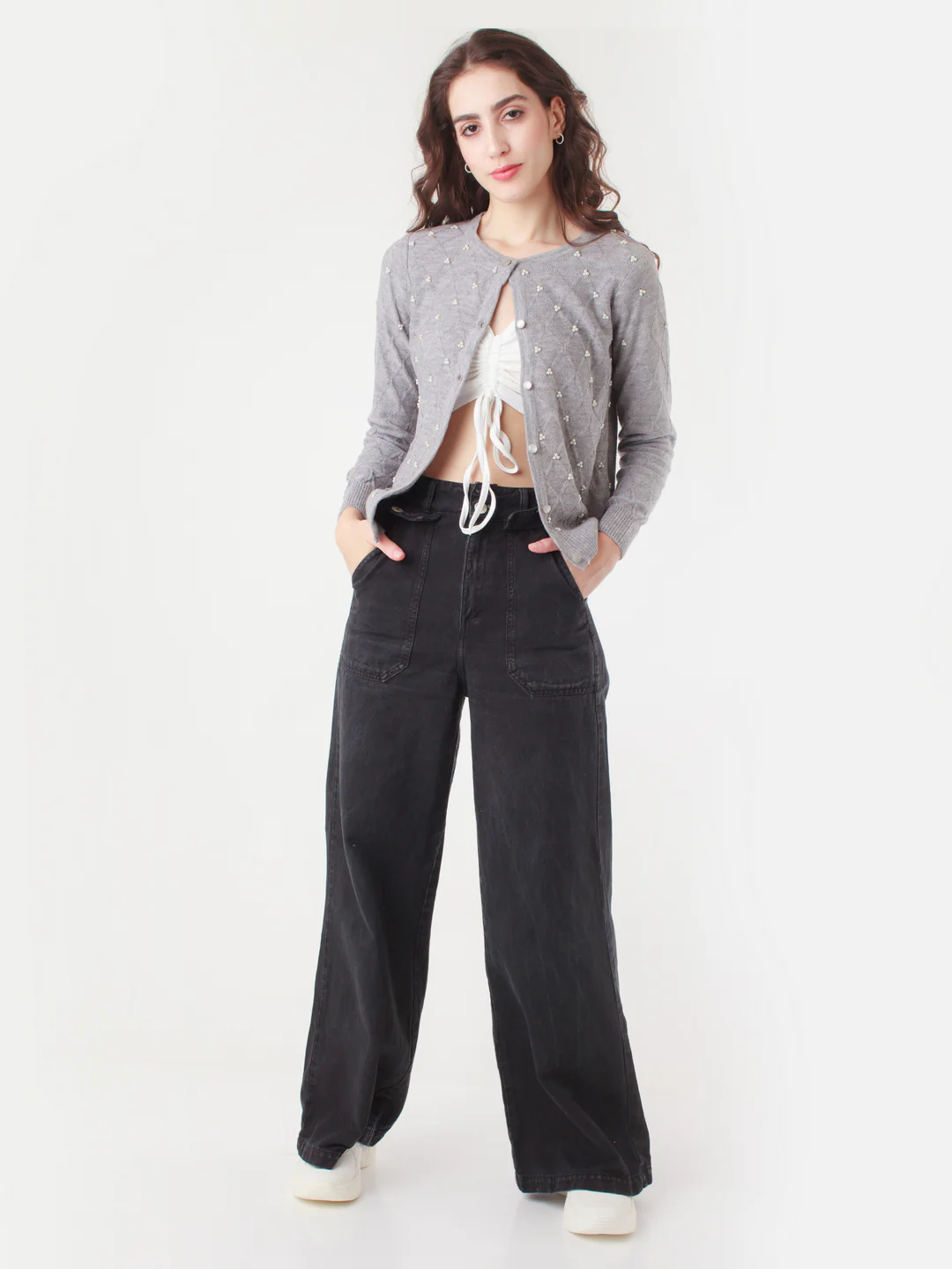 Grey Embroidered Sweater
