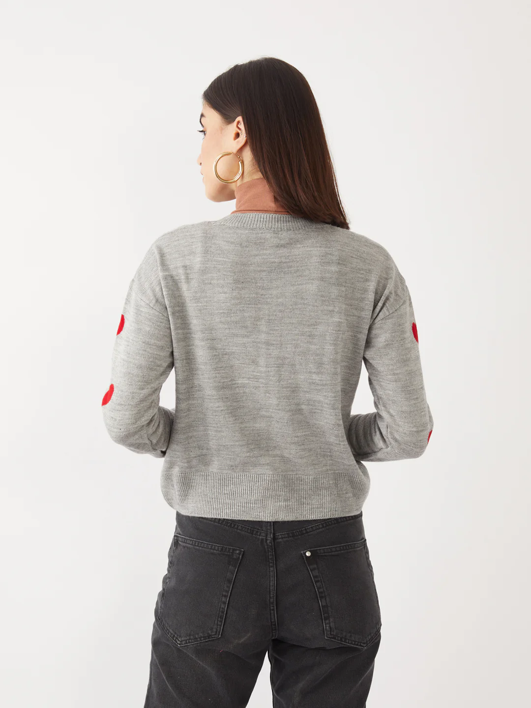Grey Jacquard Crop Cardigan - Image 4