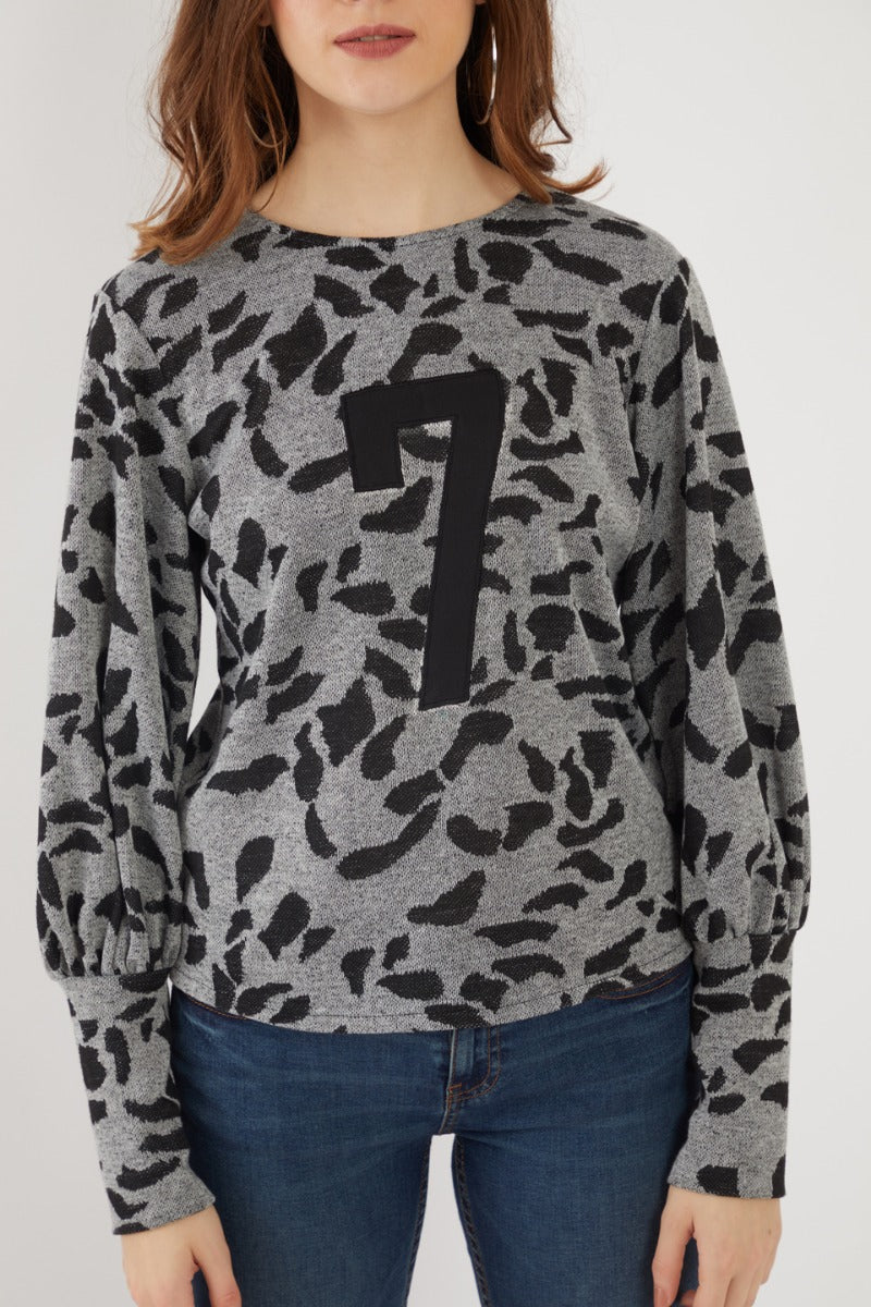 Grey Puff Sleeve Top - Image 3