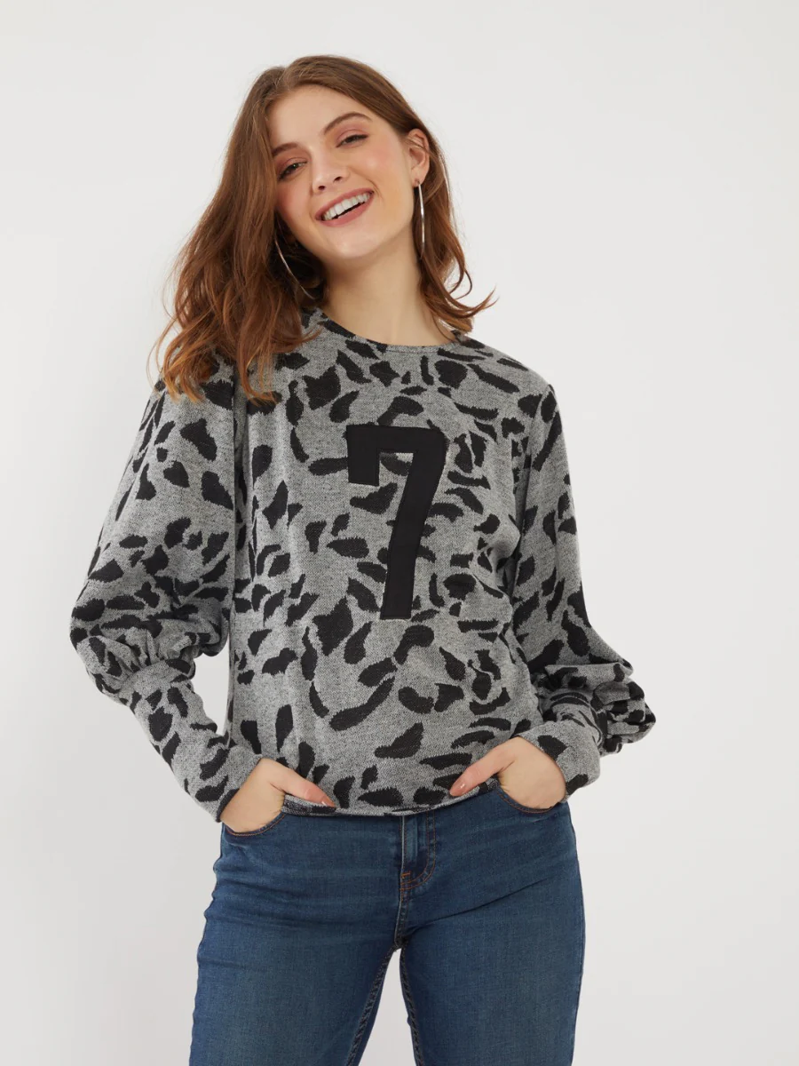Grey Puff Sleeve Top - Image 4