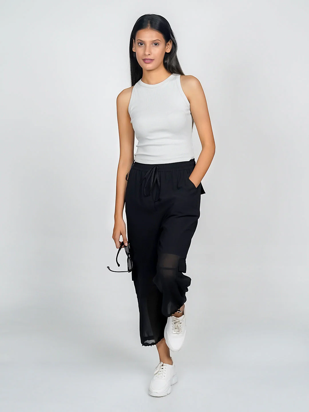 Grey Solid Basic Crop Top - Image 5