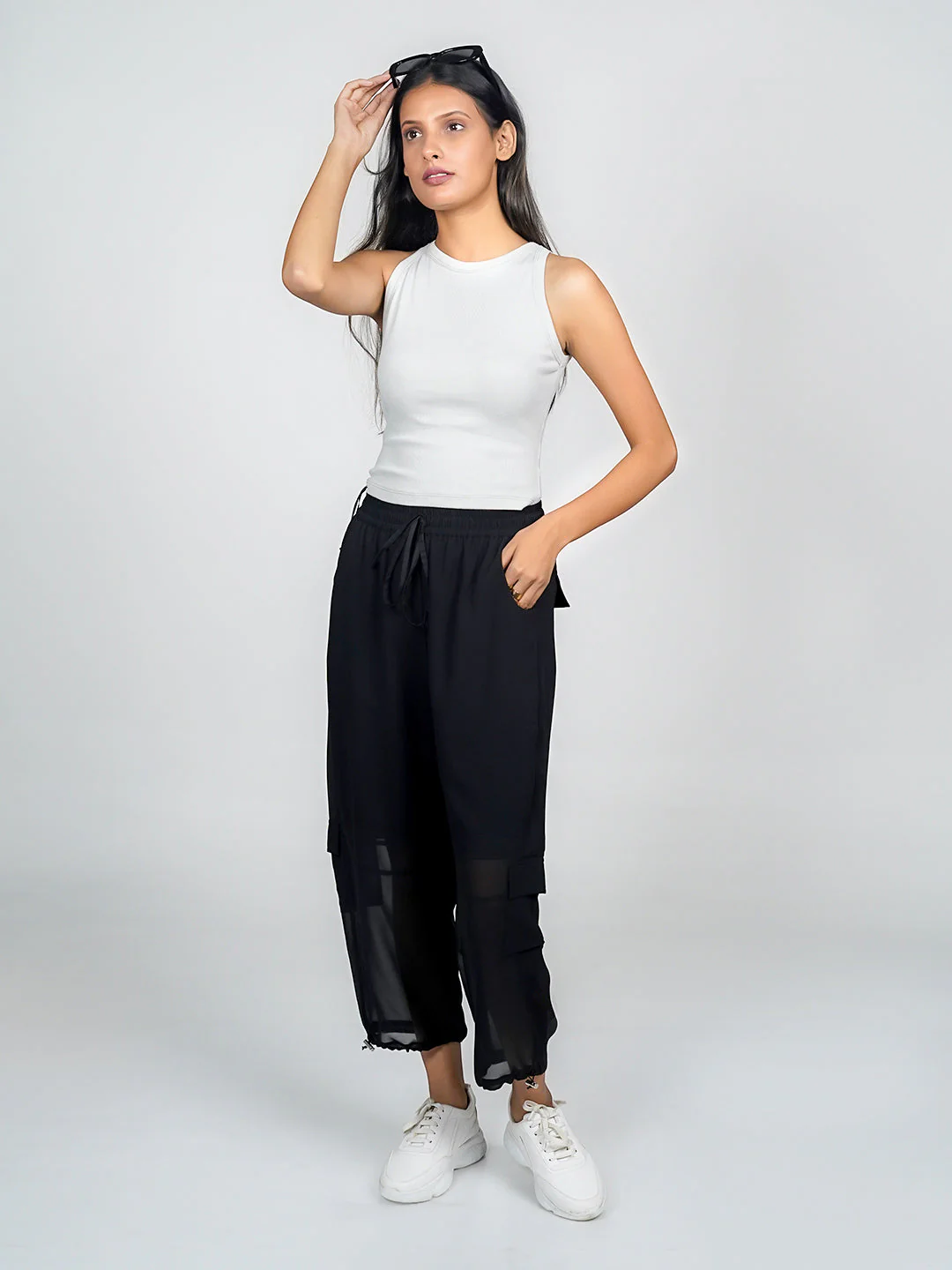 Grey Solid Basic Crop Top - Image 7