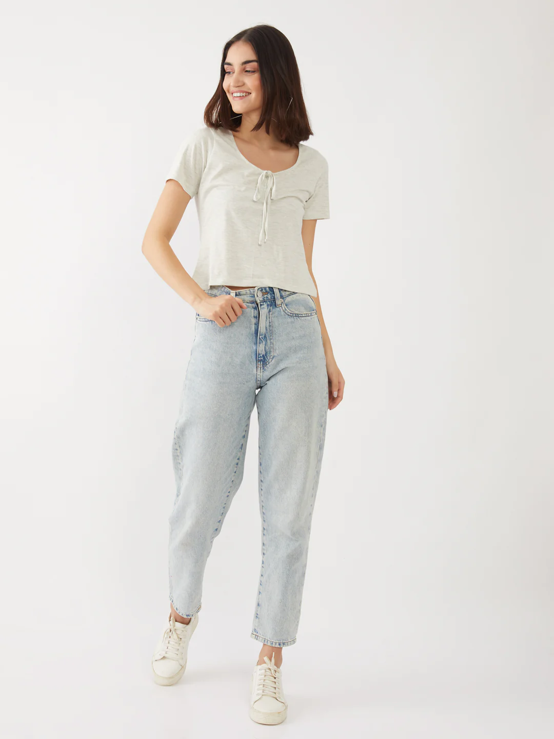 Grey Solid Crop Top - Image 5