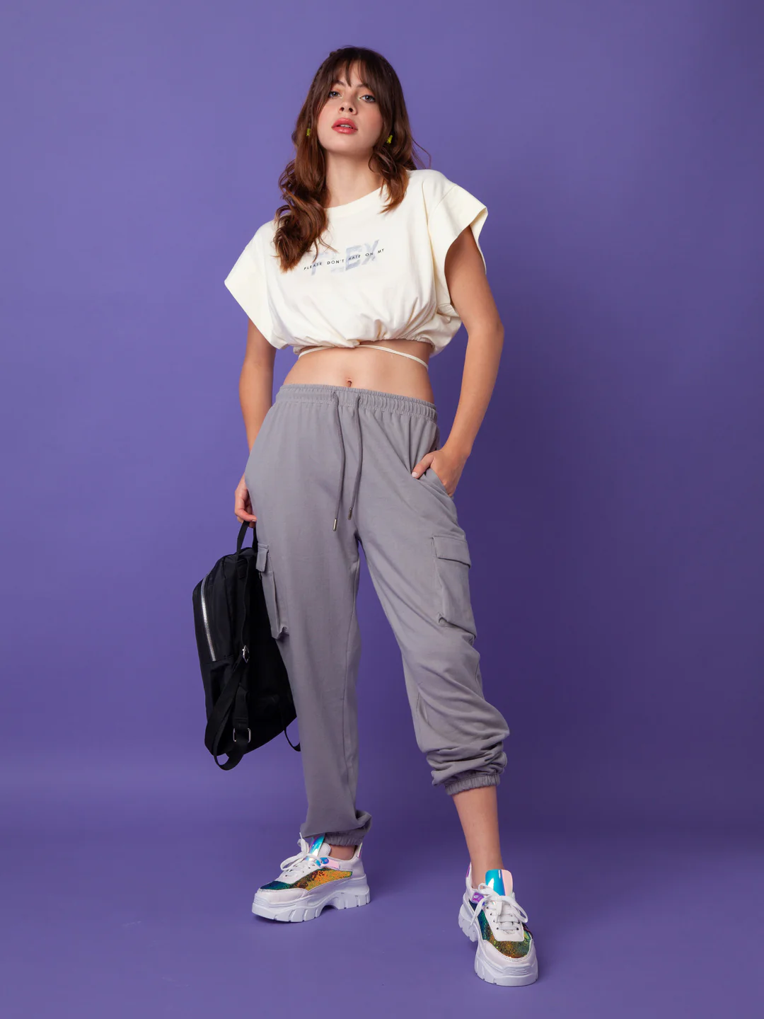 Grey Solid Elasticated Joggers