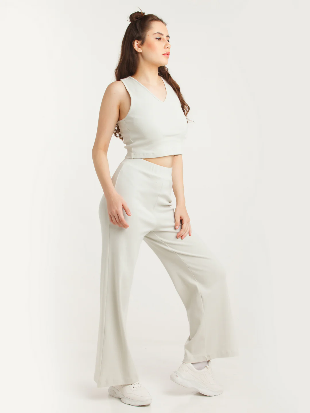 Grey Solid Fitted Top - Image 3