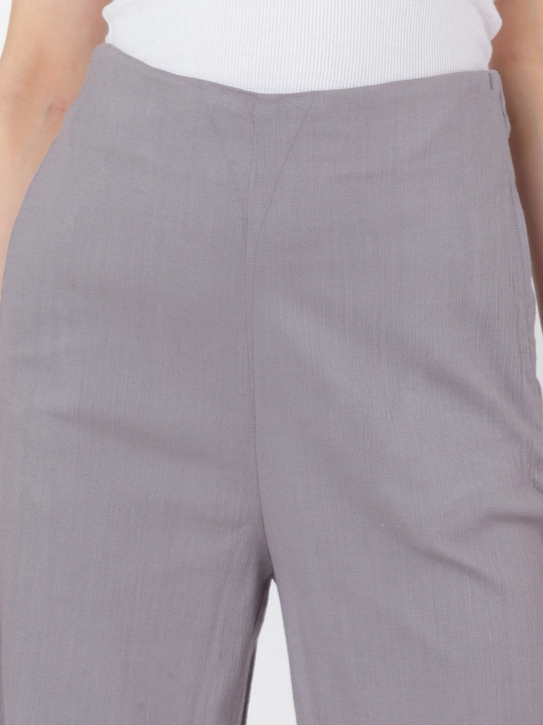 Grey Solid Flared Trouser - Image 6