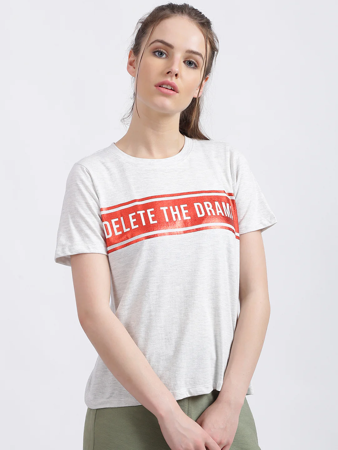 Grey Solid Regular T-Shirt - Image 3