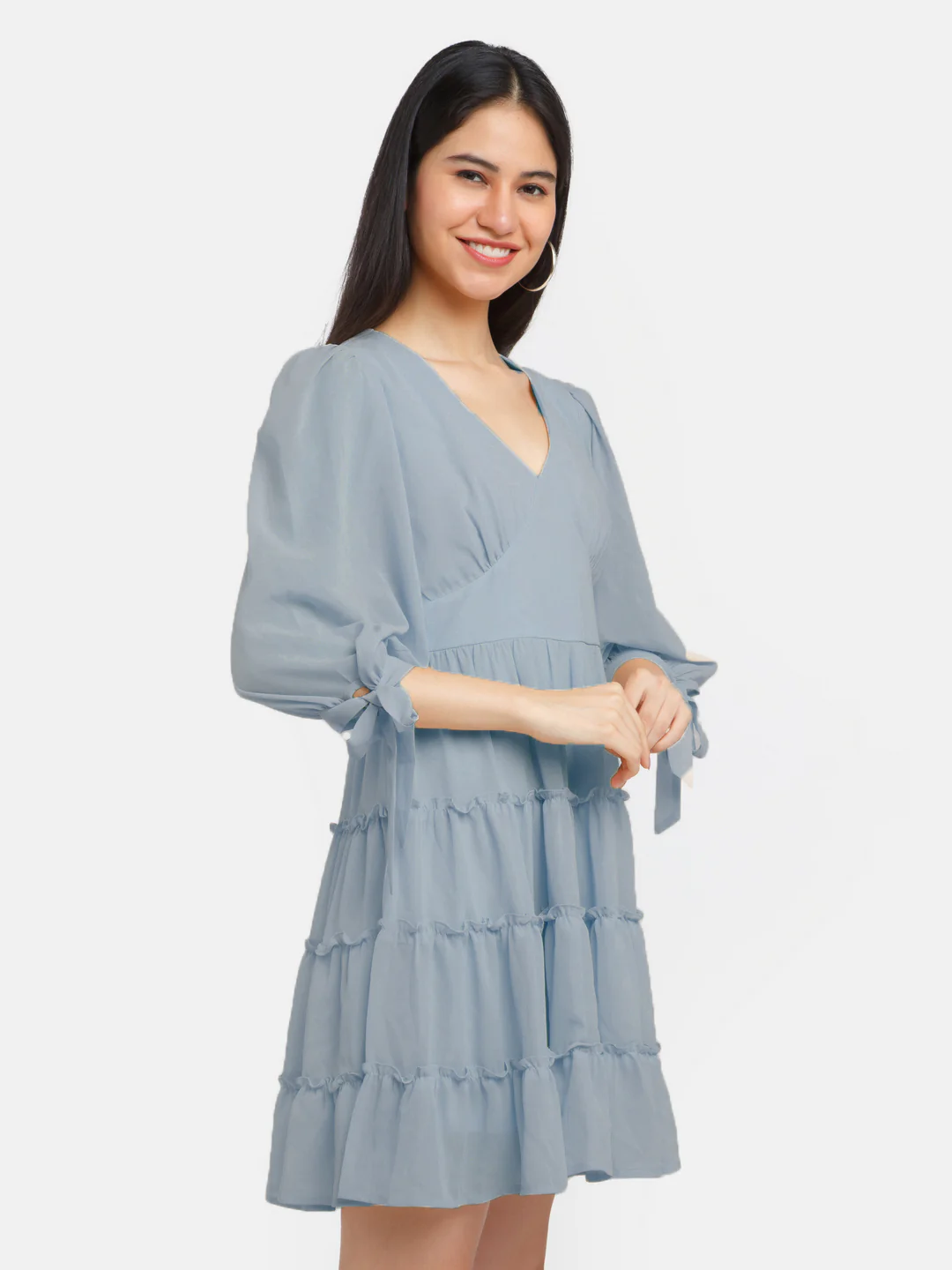 Grey Solid Short Dress - Image 3