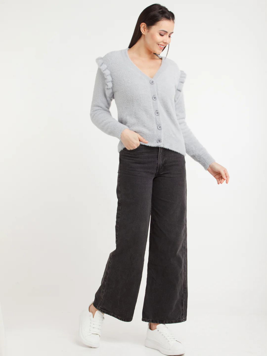 Grey Solid Sweater