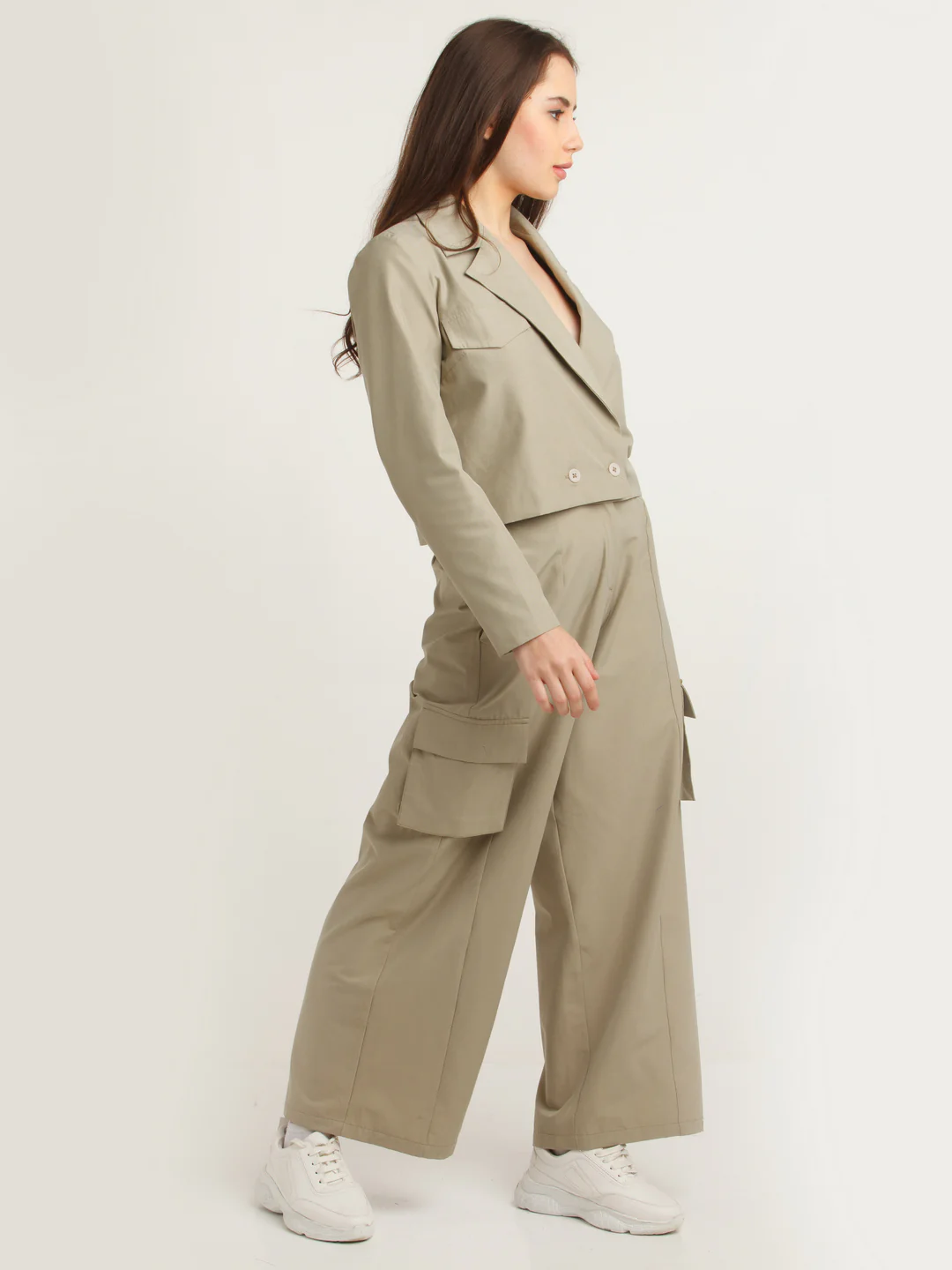 Grey Solid Utility Trouser