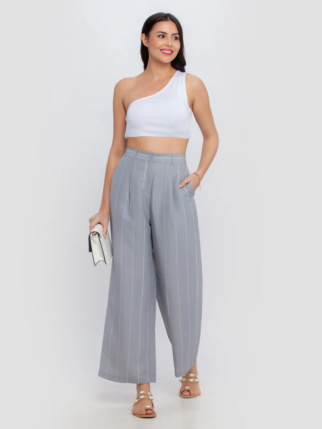 Grey Striped Trouser