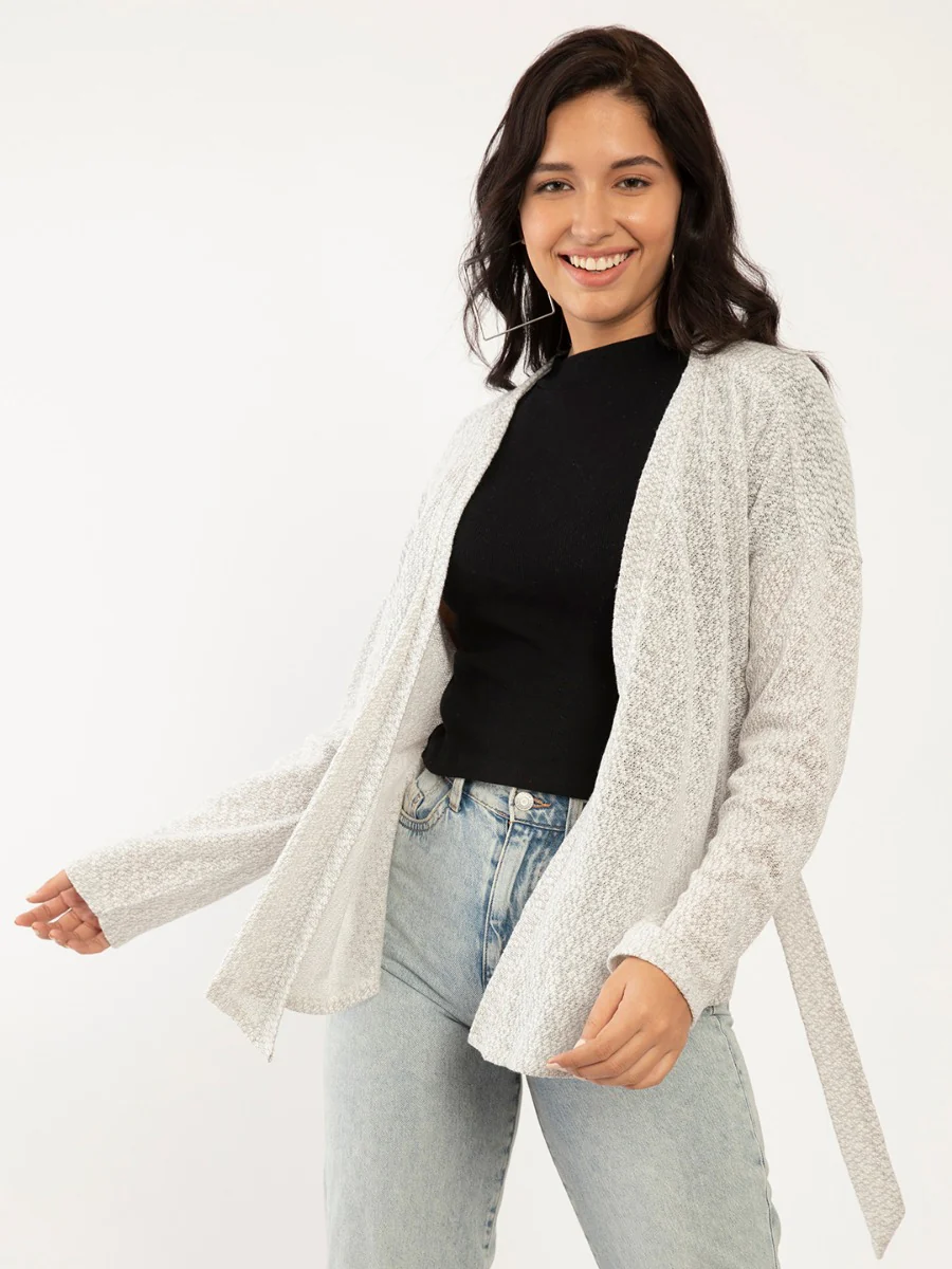 Grey Textured Wrap Shrug - Image 2