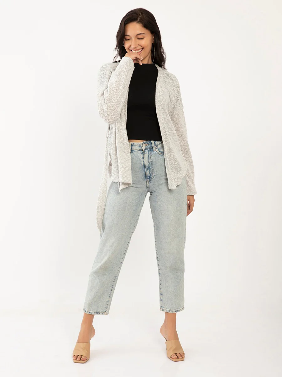 Grey Textured Wrap Shrug - Image 5