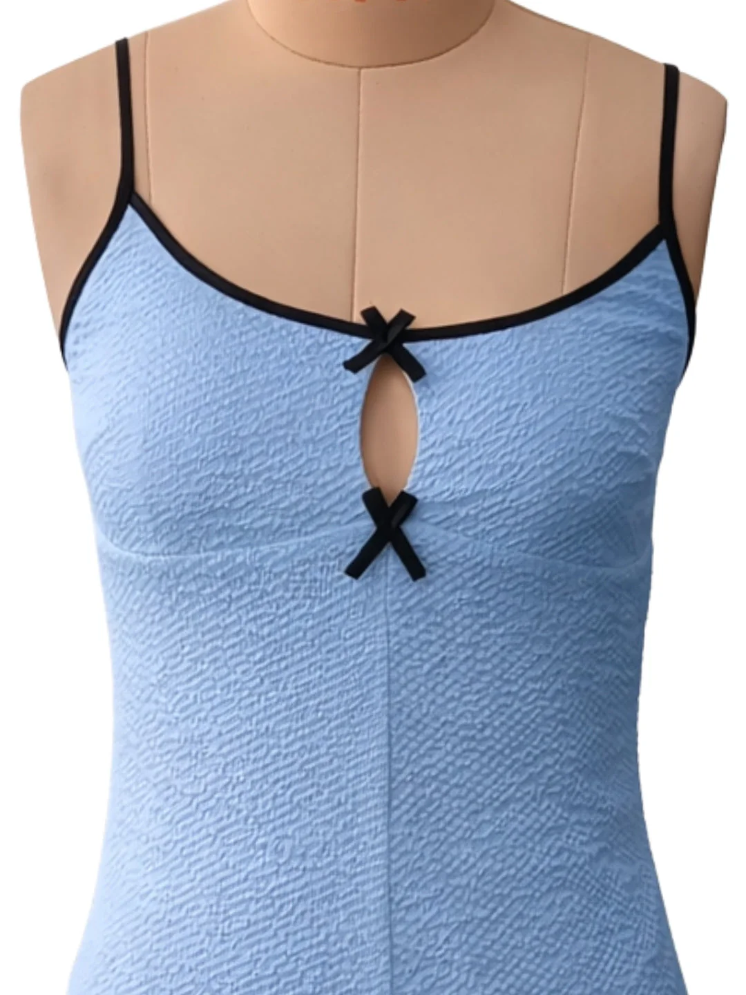 Blue Solid Shoulder Straps Playsuit - Image 5