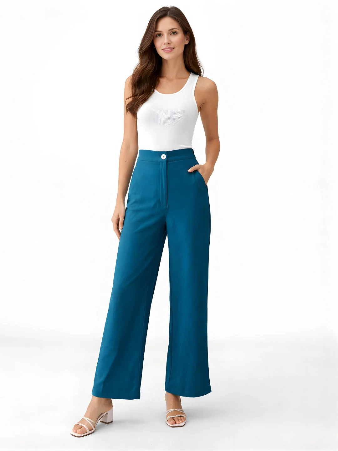 Teal Plain Trouser