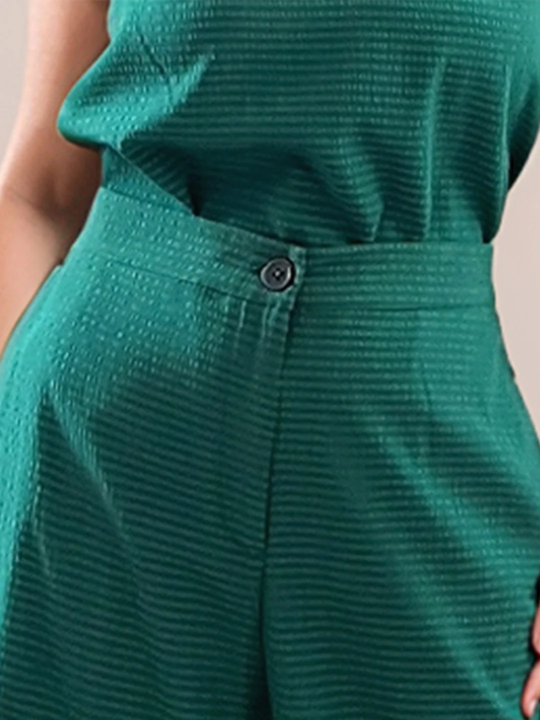 Green Textured Full Length Trouser - Image 6