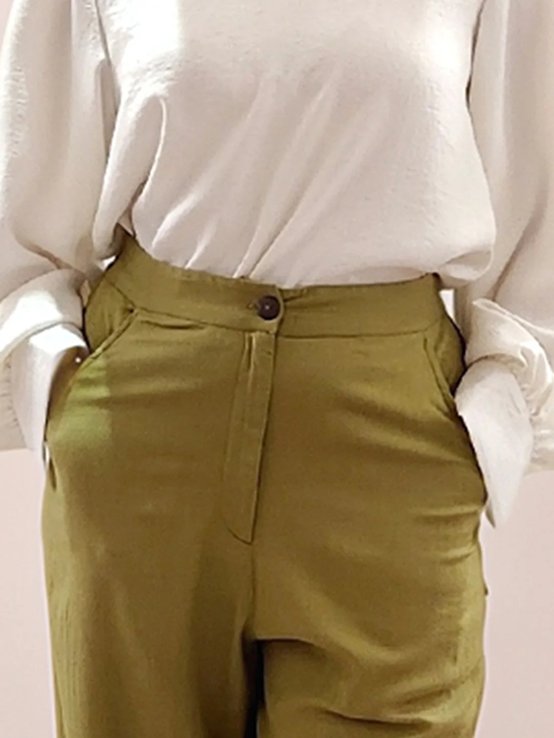 Green Solid Full Length Trouser - Image 6