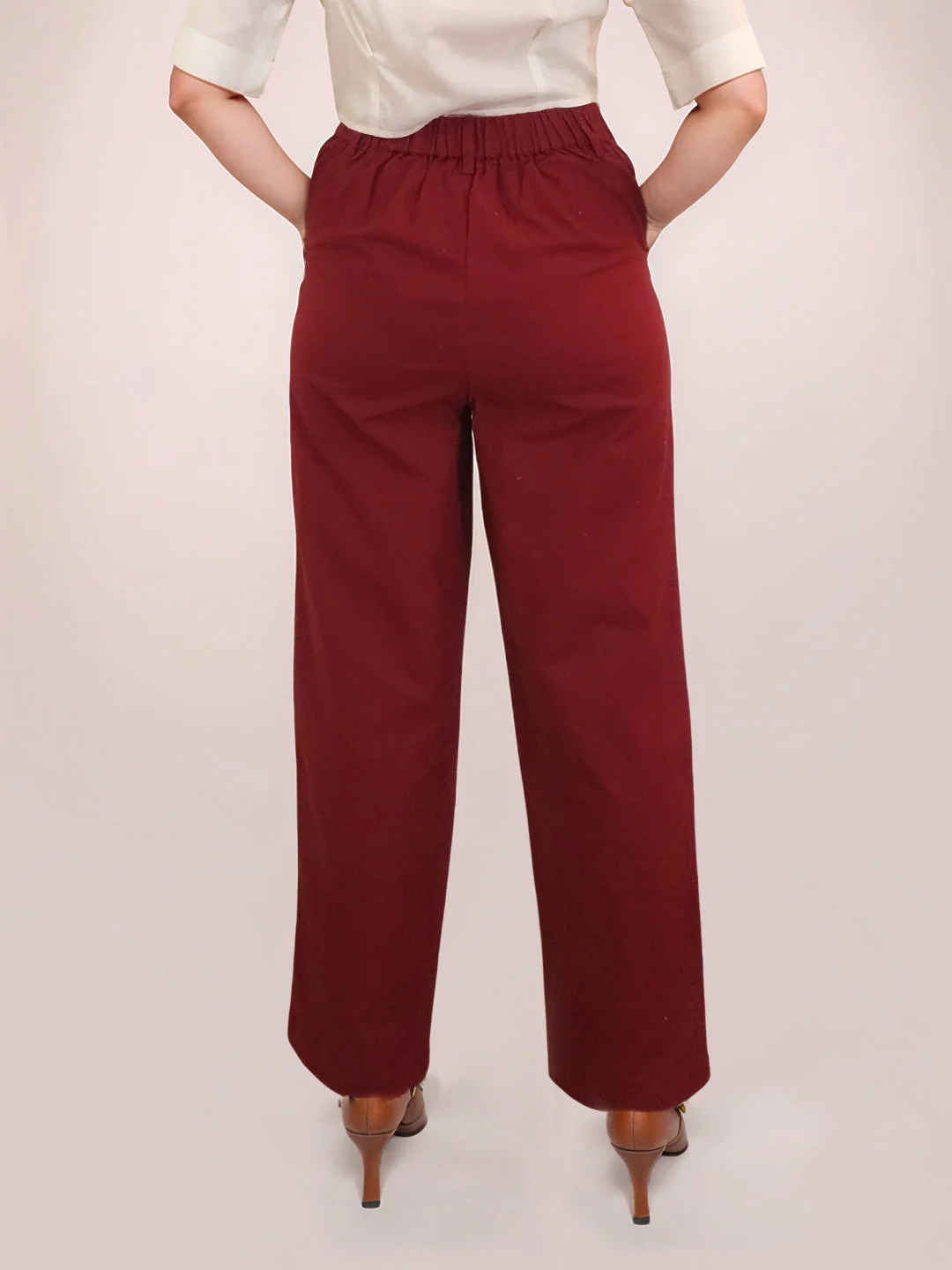 Zink London Women's Maroon Solid Trouser - Image 4