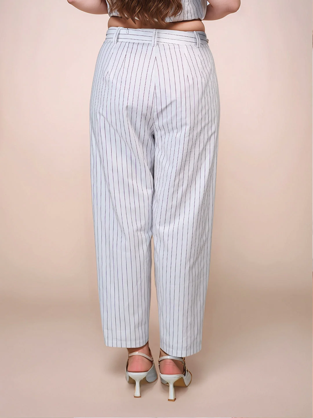 White Stripes High Waist Trouser - Image 4
