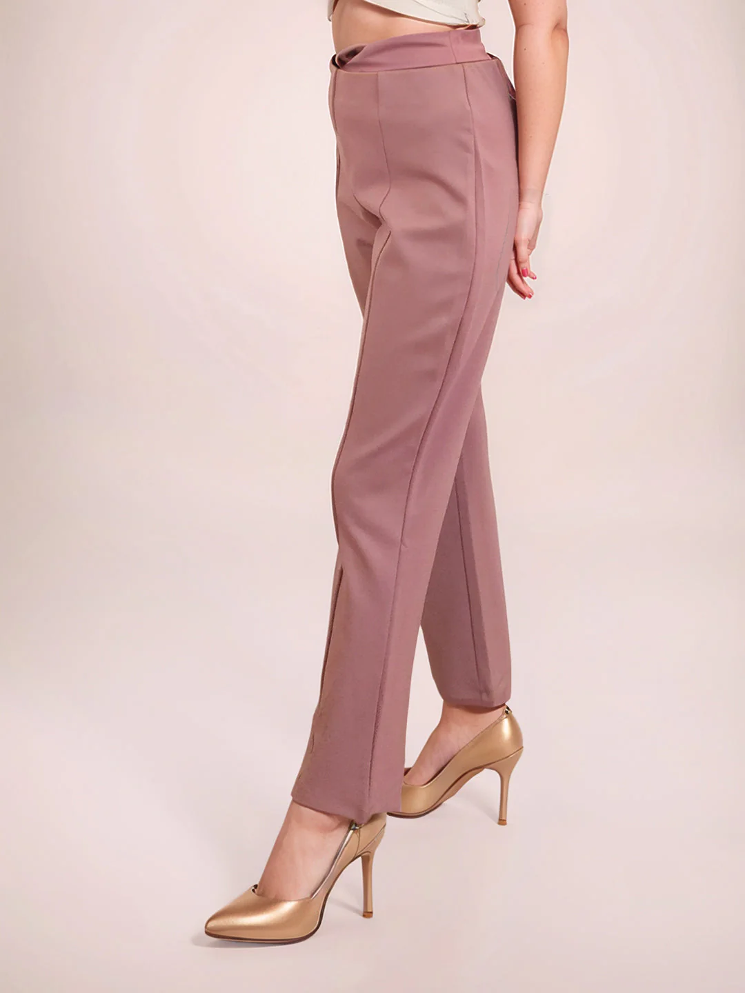 Zink London Women's Pink Solid Trouser - Image 3