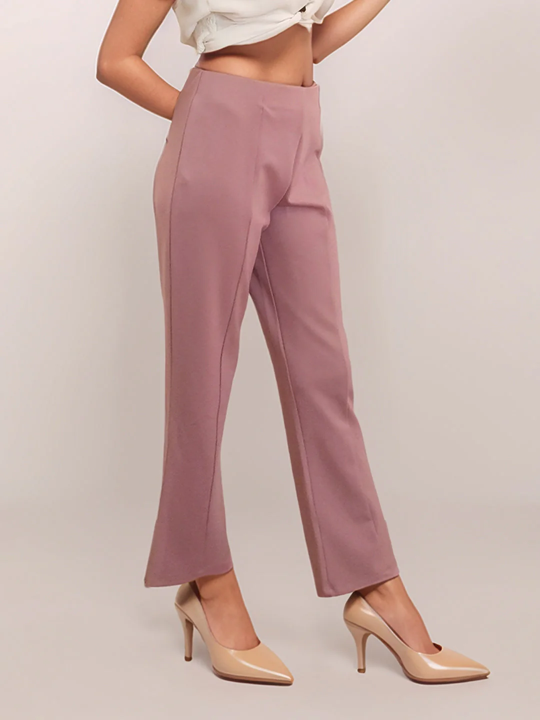 Zink London Women's Pink Solid Trouser - Image 5