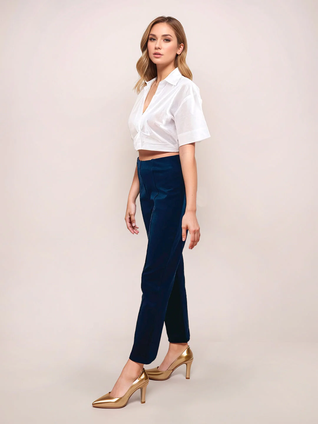 Zink London Women's Navy Solid Trouser - Image 5