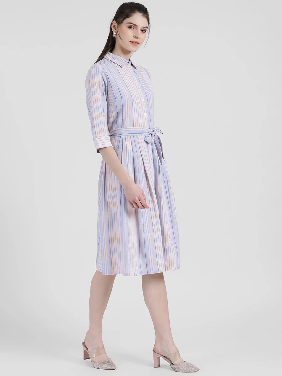 Lavender Striped Sheath Dress - Image 3