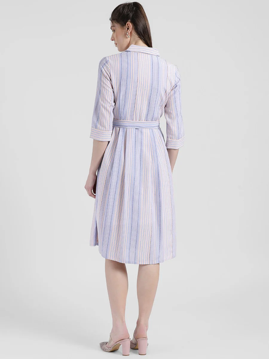 Lavender Striped Sheath Dress - Image 4