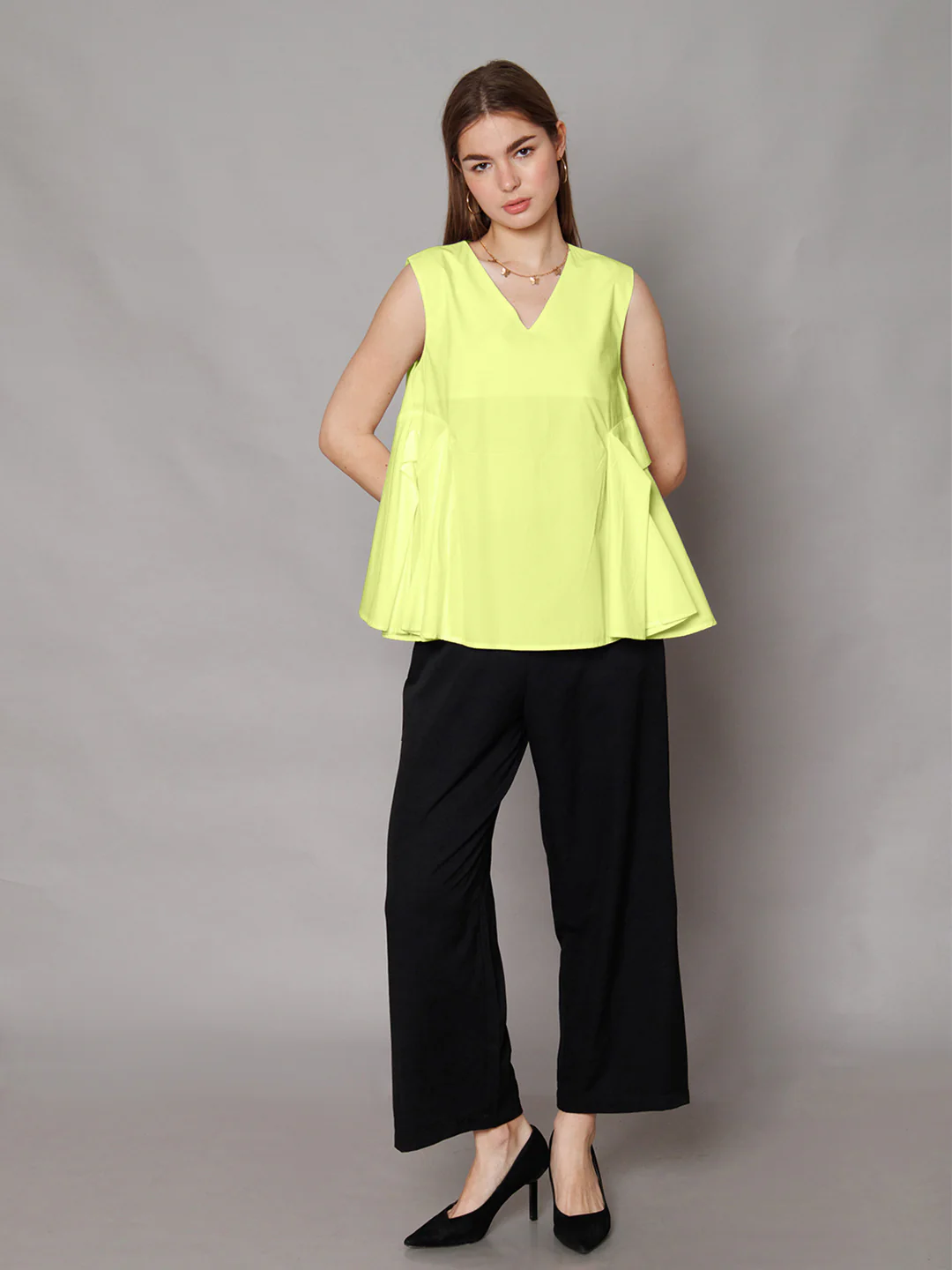 Lime Yellow Solid Relaxed Fit Top - Image 2