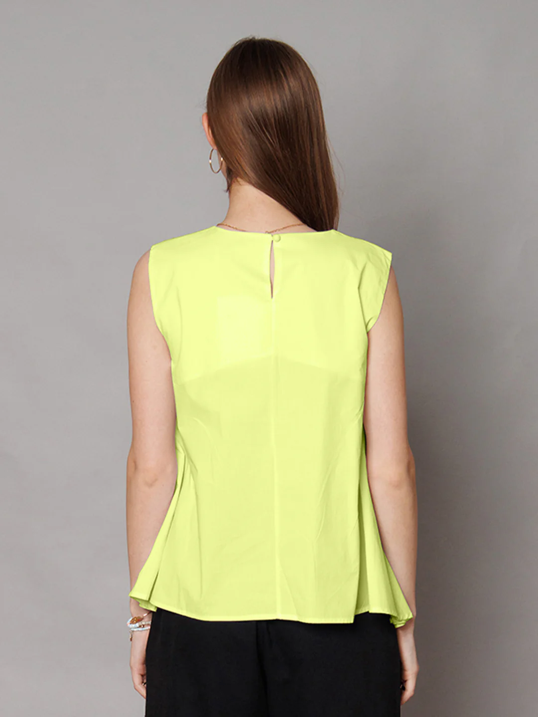 Lime Yellow Solid Relaxed Fit Top - Image 3