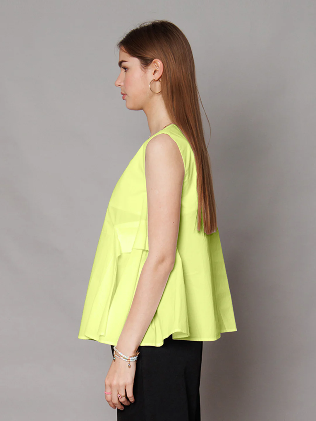 Lime Yellow Solid Relaxed Fit Top - Image 4