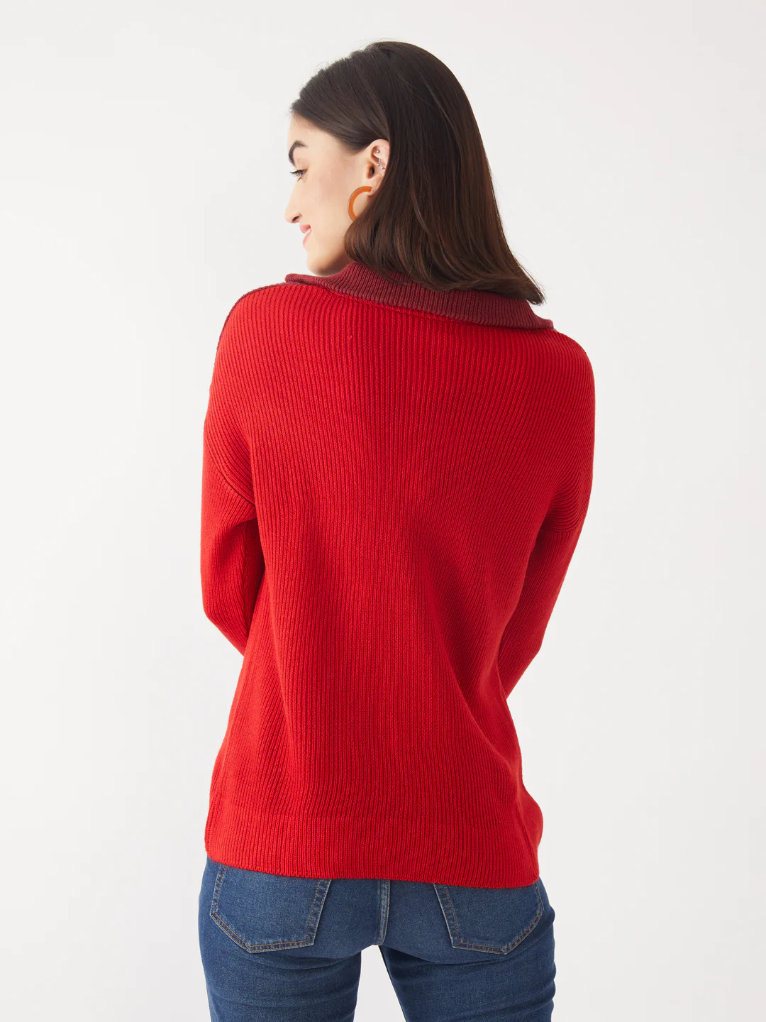 Maroon Colourblocked Sweater - Image 4