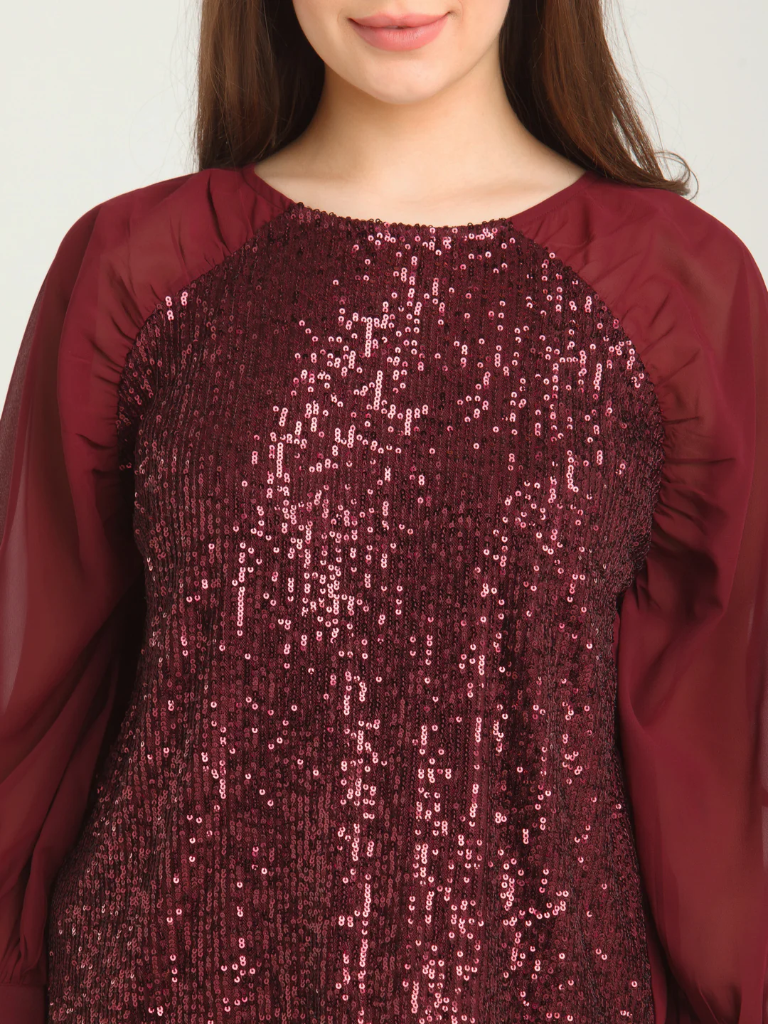 Maroon Embellished Straight Top - Image 6