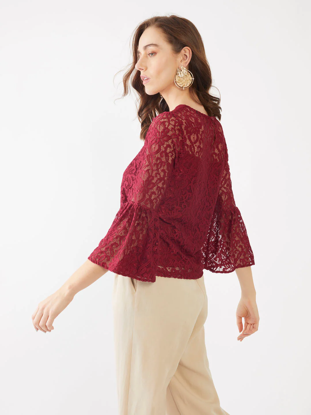 Maroon Lace Top - Image 3