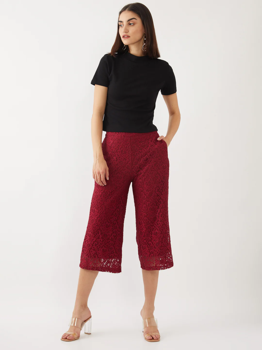 Maroon Lace Trouser