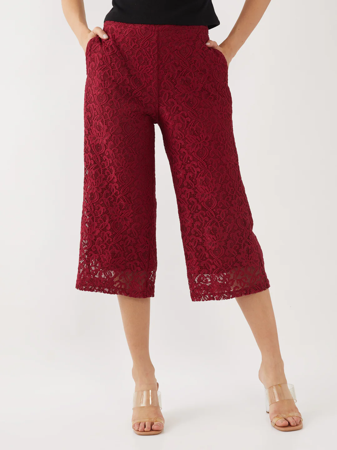 Maroon Lace Trouser - Image 2