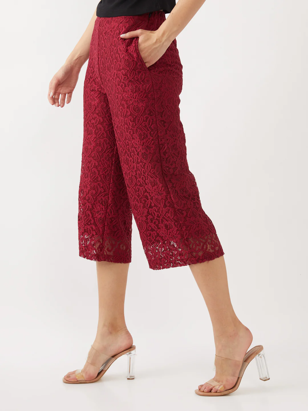 Maroon Lace Trouser - Image 3