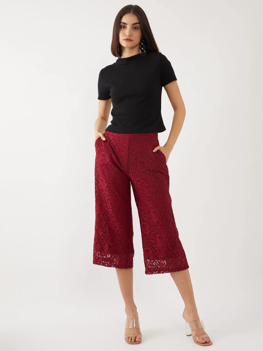 Maroon Lace Trouser - Image 5