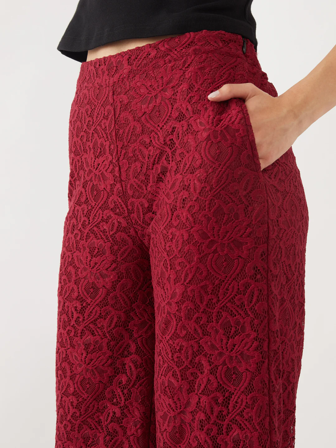 Maroon Lace Trouser - Image 6