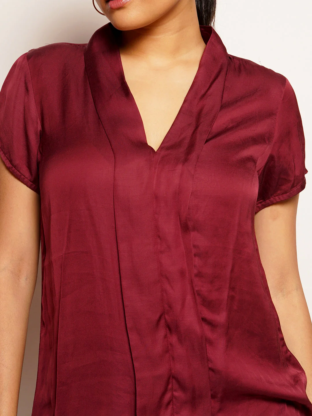Women's Maroon Plain Basic Top - Image 6